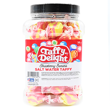 Taffy Delight Strawberry Banana Salt Water Taffy 16oz Jar